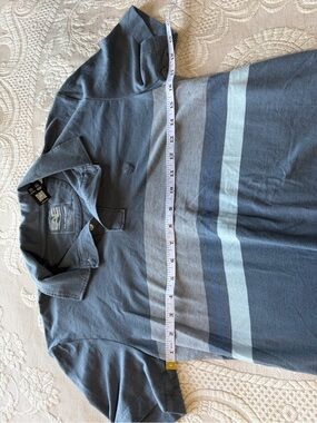 American Eagle Men's Blue Striped Polo Shirt XS nautical casual tennis golf